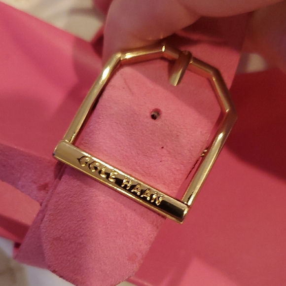 NWT Cole Haan Francine Demi Wedge Pink T-Strap Sandals/Adjustable Buckle (31) - Picture 3 of 10